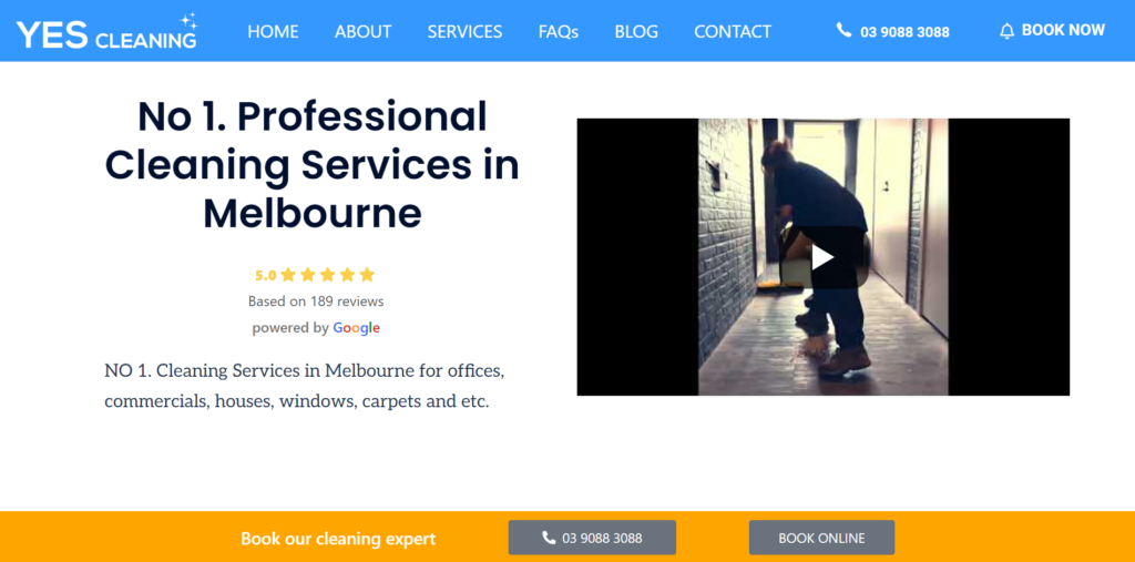 Yes Cleaning homepage