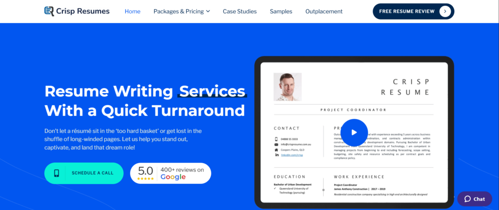 Crisp Resume homepage