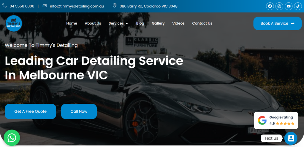 timmys detailing homepage